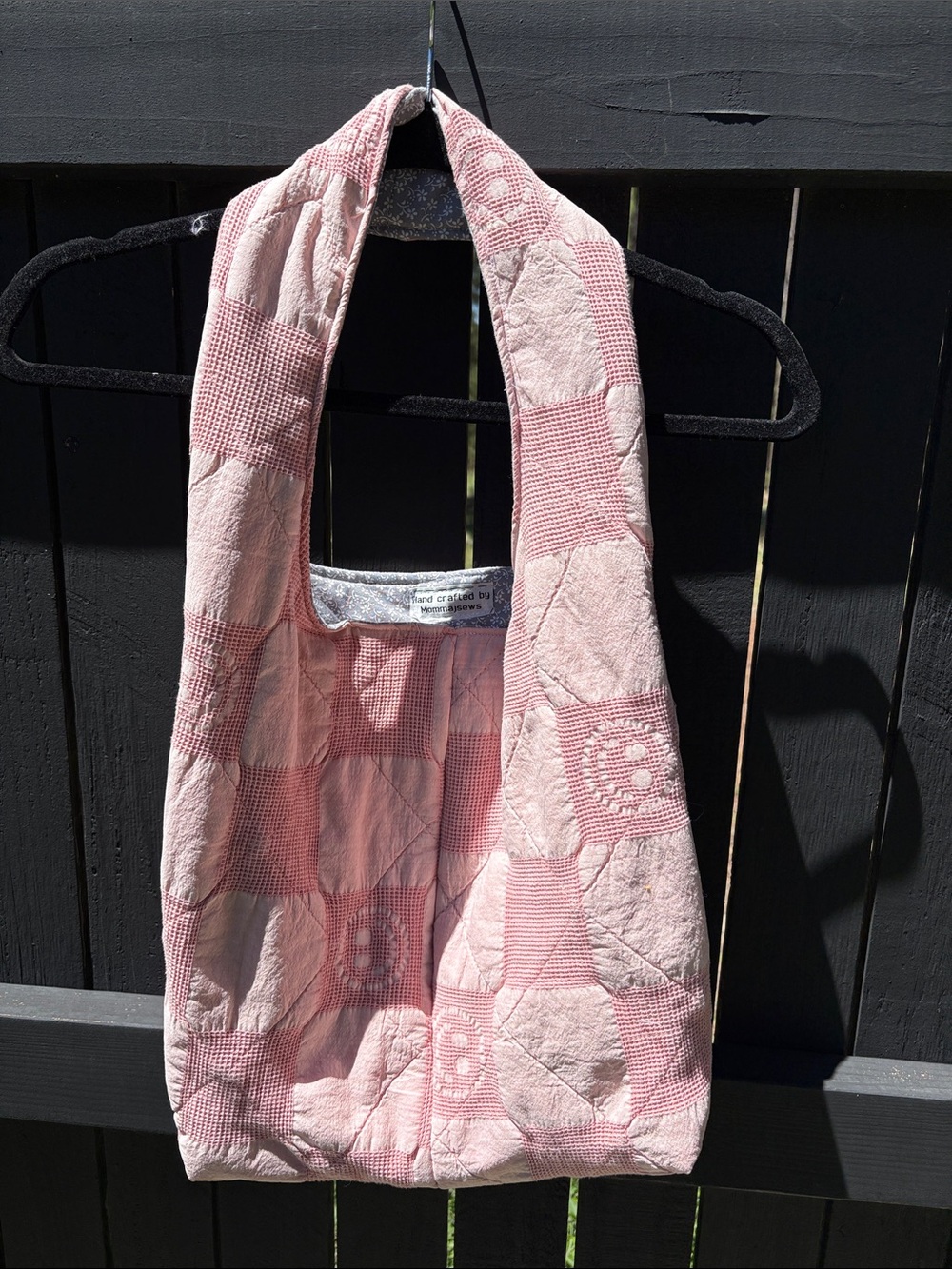 Quilted Pink Patchwork Tote Bag,Handmade - Picture 4 of 8